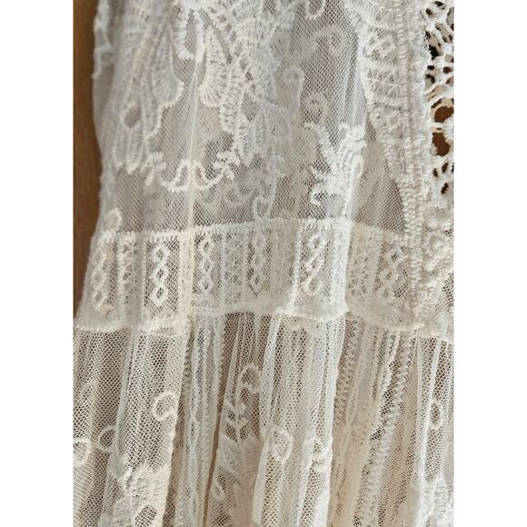 Sweet Miss S/M Cream Lace Sheer Dress Maxi Summer - Picture 4 of 7